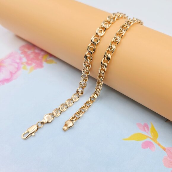 Polished Rose Gold Round Curb Chain Necklace, 19.7 Inch Unisex, XPNL0087 - Picture 8 of 12